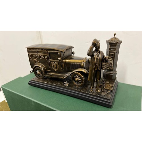 322 - RINGTONS DELIVERY VAN SCULPTURE 10 INCHES LONG WITH GREEN BOX WING MIRROR LOOSE SEE ALL PICTURES