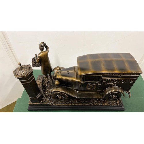 322 - RINGTONS DELIVERY VAN SCULPTURE 10 INCHES LONG WITH GREEN BOX WING MIRROR LOOSE SEE ALL PICTURES