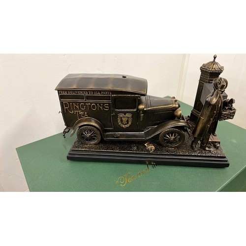 323 - LARGE RINGTONS  DELIVERY VAN SCULPTURE 10 INCH LONG WITH GREEN BOX WING MIRROR LOOSE SEE PICTURES... 