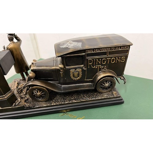 323 - LARGE RINGTONS  DELIVERY VAN SCULPTURE 10 INCH LONG WITH GREEN BOX WING MIRROR LOOSE SEE PICTURES... 