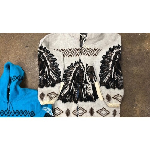 337 - TWO NORTH AMERICAN THEMED HOODED JUMPERS