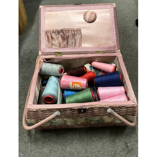 281 - WOVEN SEWING BOX AND CONTENTS