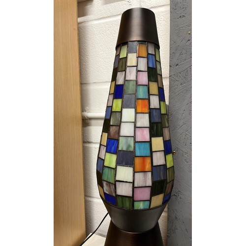 301 - TIFFANY STYLE LAMP - 68CM WITH COLOURED MOSAIC SHADE