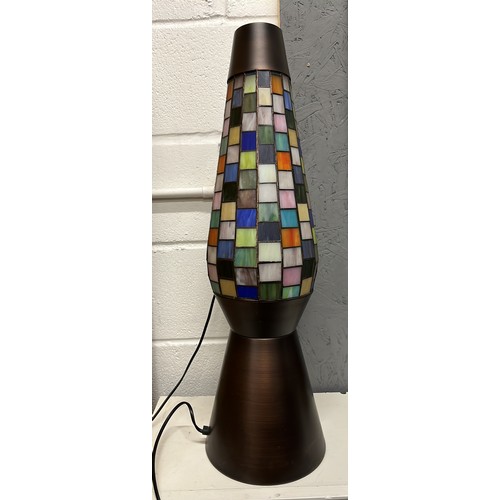 301 - TIFFANY STYLE LAMP - 68CM WITH COLOURED MOSAIC SHADE