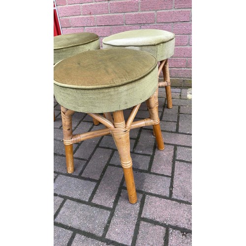 180 - FOUR GREEN PADDED STOOLS