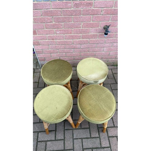 180 - FOUR GREEN PADDED STOOLS