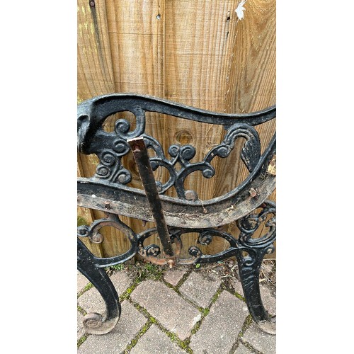 334 - METAL GARDEN BENCH ENDS WITH LION HEADS SEE ALL PICTURES