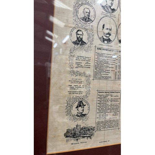 395 - large framed and glazed souvenir of the reign of queen Victoria 1887