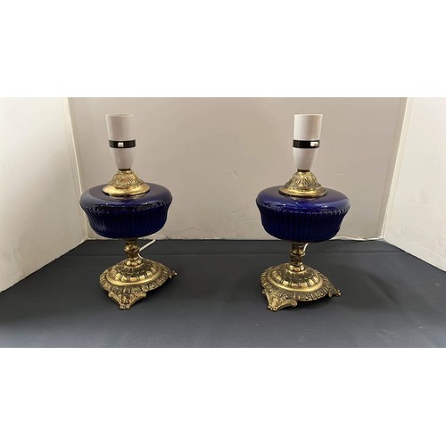 6 - PAIR OF BLUE BOWL SIDE LAMPS