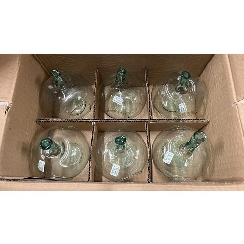 107 - SIX SPANISH GREEN GLASS APPLE SHAPE TEA LIGHTS