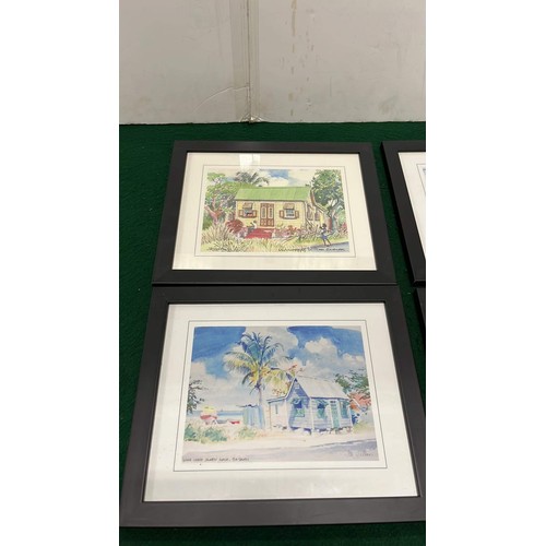 430 - SET OF SIX BLACK FRAMED JAMAICAN ART WORK BY JILL WALKER