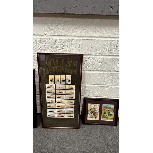 390 - FRAMED WILLLS & CO CIGARETTES CARDS ON SHIPS AND OTHER ADVERTISING