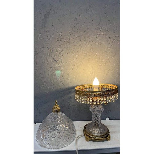 497 - GLASS AND CRYSTAL SIDE LAMP