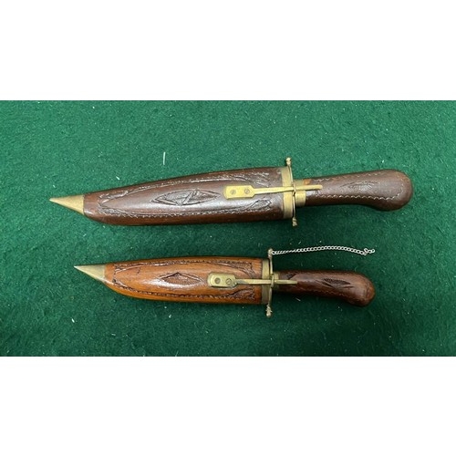 441 - TWO WOODEN CARVED MEAT KNIFES