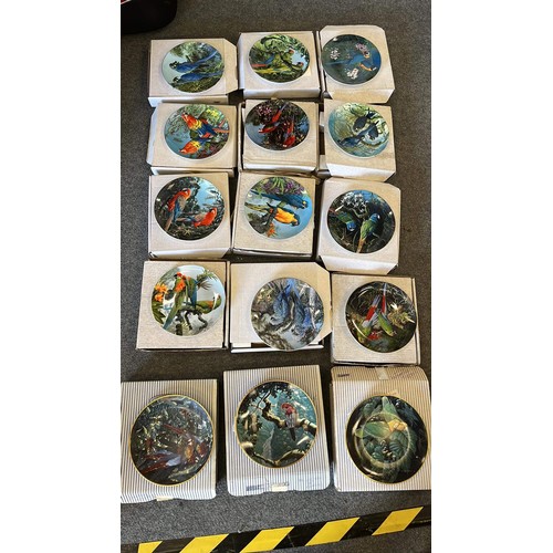 381 - 15 parrot themed plates