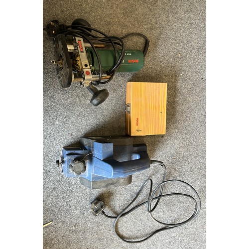 607 - BOSCH ROUTER  & OTHER POWER PLANER TOOLS WITH BOSCH ACCESSORIES