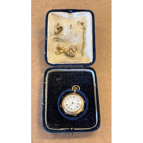 377 - 9CT GOLD POCKET WATCH - SEE ALL PICTURES BOW IS DAMAGED