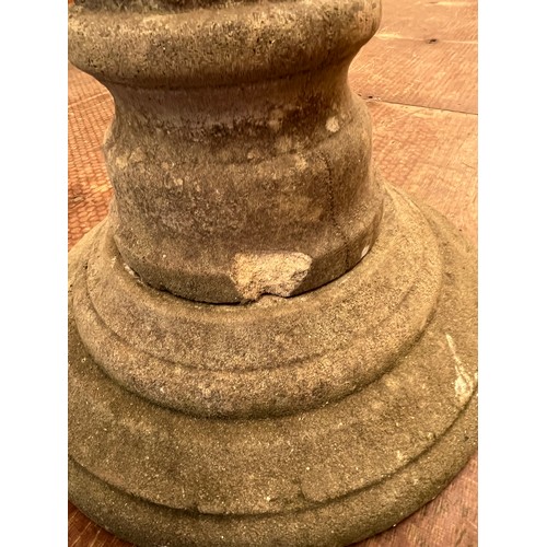 260A - GARDEN SAND STONE PILLAR WITH A MOUNTED ARMILLARY SPHERE SUN DIAL - SMALL CHIP TO BASE ( SEE ALL PIC... 