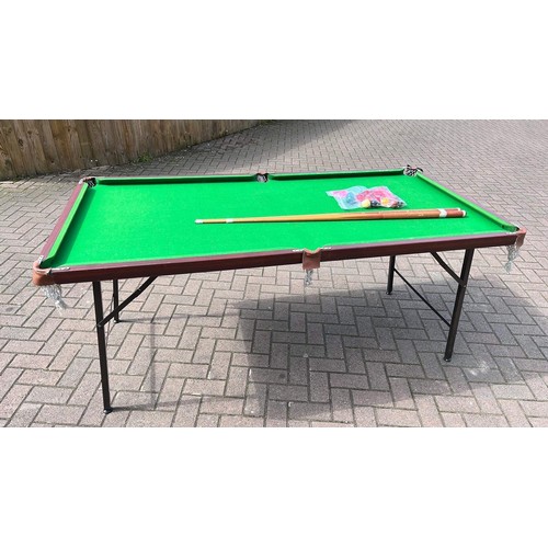 9 - PORTABLE SNOOKER TABLE  WITH CUES AND BALLS