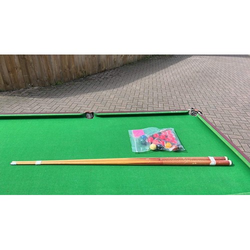 9 - PORTABLE SNOOKER TABLE  WITH CUES AND BALLS