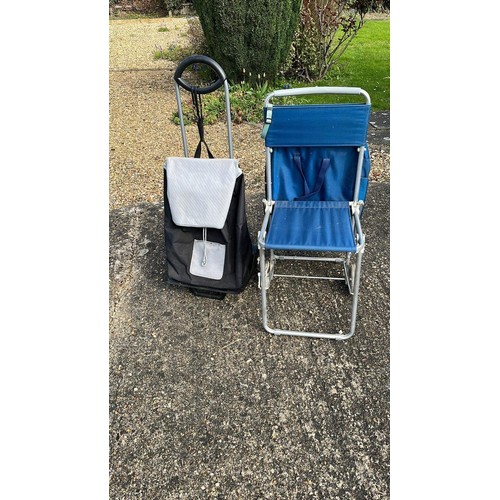 28 - TWO SHOPPING TROLLEYS ONE WITH BUILT IN SEAT