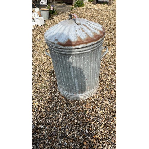 49 - GALVANISED RUBBISH BIN WITH LID