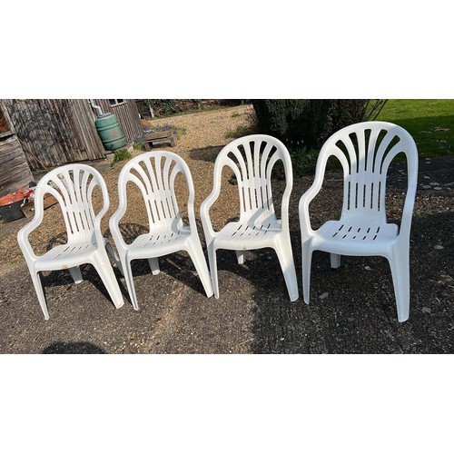 46 - FOUR WHITE PLASTIC GARDEN CHAIRS