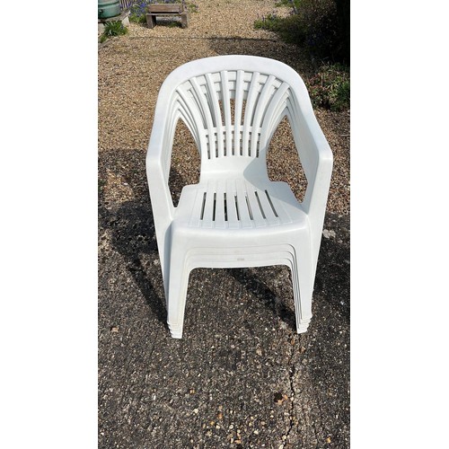 47 - FOUR WHITE PLASTIC GARDEN CHAIRS