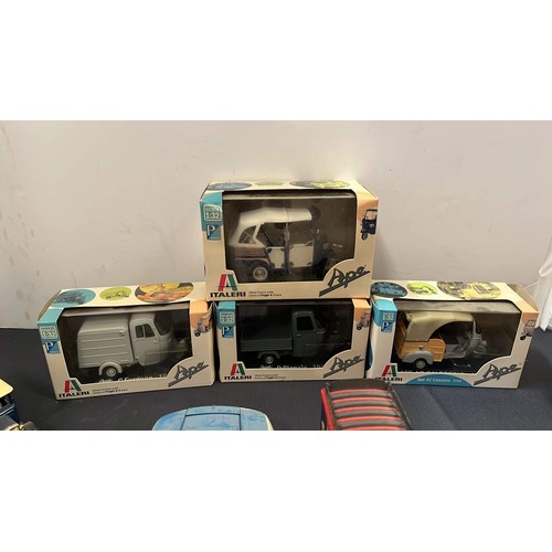 68 - COLLECTION OF YESTERYEAR STYLE MODEL VEHICLES AND FOUR BOXED 1.32 SCALE APE BY ITALERI