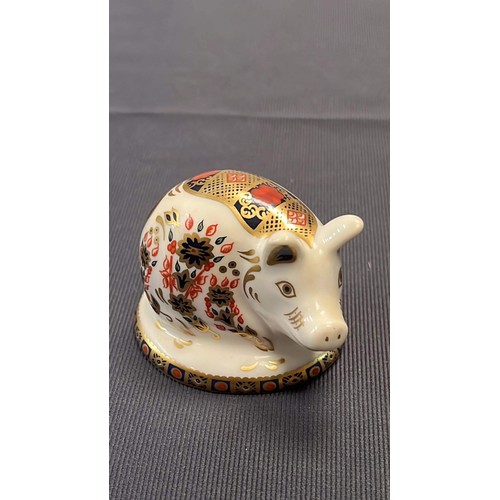 54 - CROWN DERBY PIG WITH SILVER SEAL