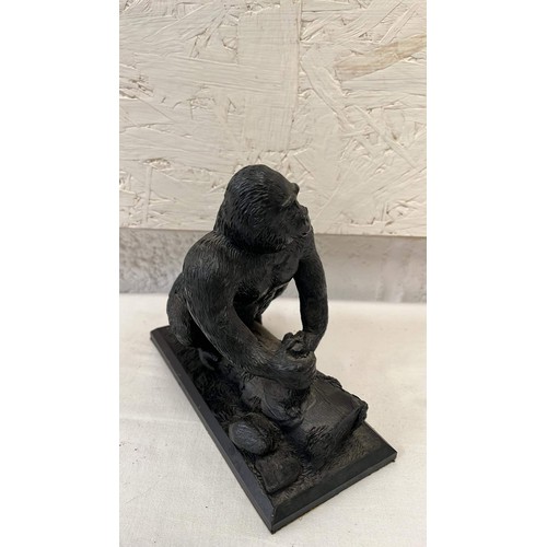 50 - LARGE COAL CARVING OF A GORILLA BY UNITY GIFTS