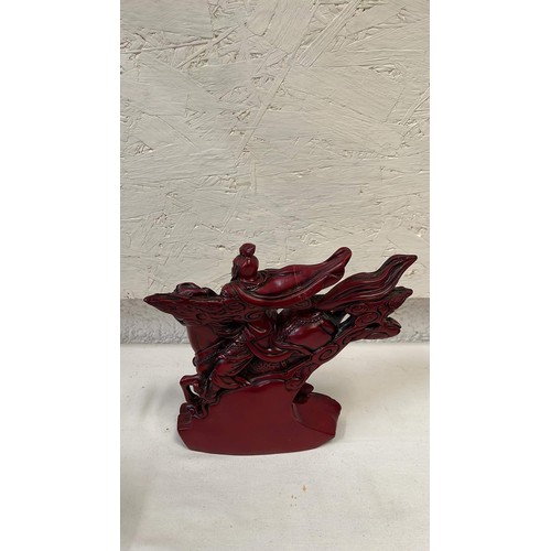 29 - RED SCULPTURE OF A SAMURI WARRIORRESTORATION TO THE CAPE SEE PICTURE
