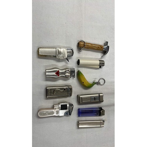 133 - 10 X MIXED NOVELTY LIGHTERS SEE ALL PICTURES FOR WORKING