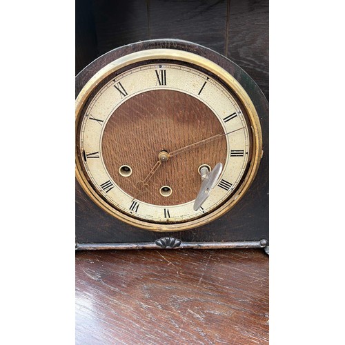 420 - TWO WOODEN MANTLE CLOCKS