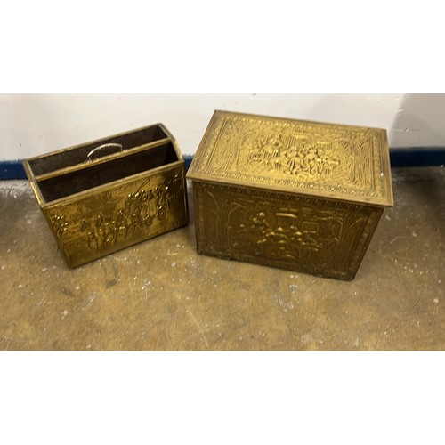 581 - BRASS MAGAZINE RACK AND SLIPPER BOX