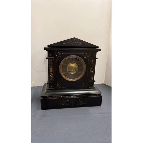 130 - SLATE MANTLE CLOCK DOES HAVE SMALL CHIPPING SEE PICTURES