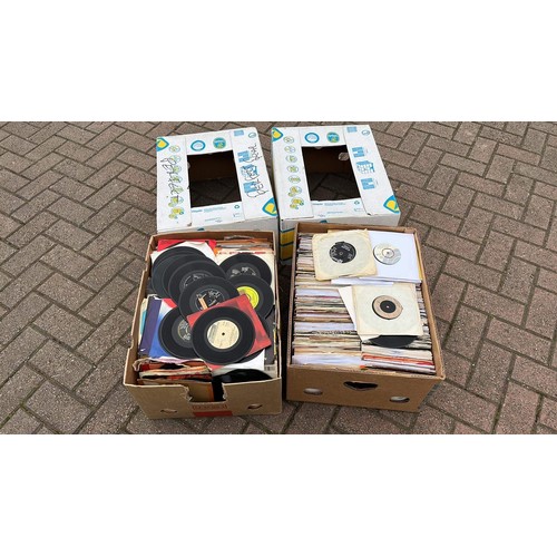 593 - TWO BOXES OF MIXED ARTIST AND MUSIC 45s SINGLES