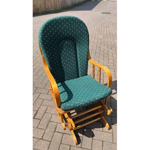 177 - WOODEN FRAMED ROCKING CHAIR WITH GREEN FINISH