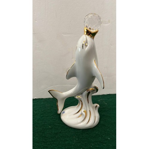 155 - CAPODIMONTE , LIMOGES AND SWAROVSKI DOLPHIN