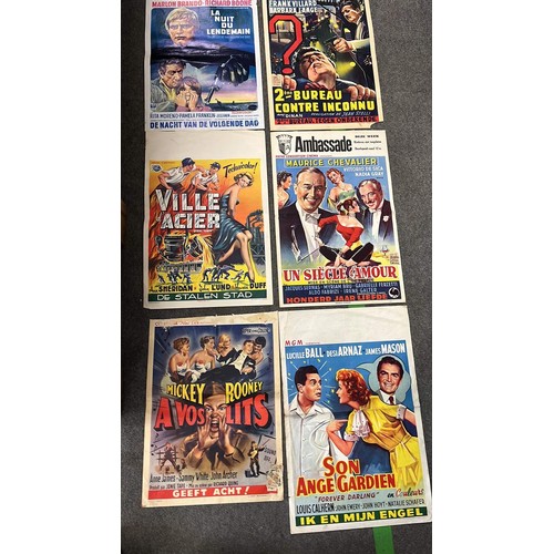 253 - 8 X BELGIUM CINEMA POSTERS 22.5 X 15 INCHES