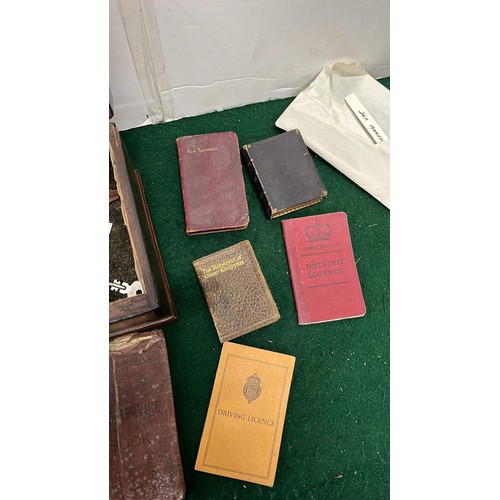 267 - MAHOGANY BOX ON BRACKET FEET AND BRASS DETAIL WITH CONTENTS OF BOOKS