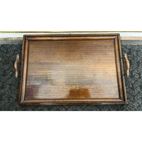 696 - OAK BUTLERS TRAY WITH HANDLES