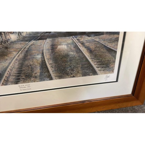 150 - FRAMED AND GLAZED BLACK FIVES WILLESDEN 1963 BY JAMES GREEN 8 / 850 WITH CERT