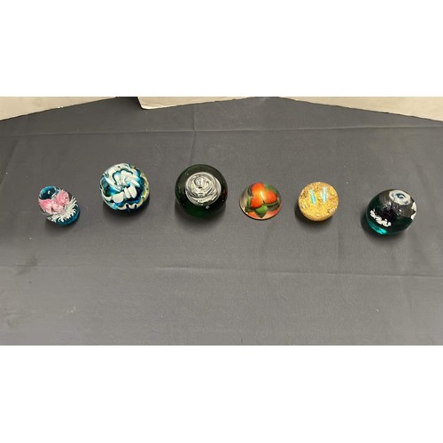 82 - SIX GLASS PAPER WEIGHTS