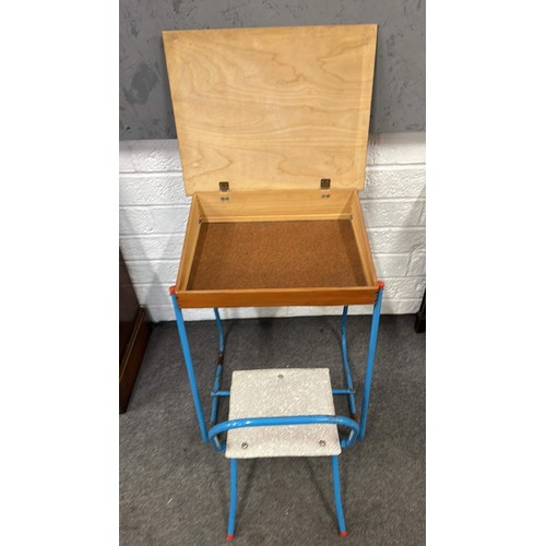 80 - VINTAGE CHILDS DESK AND FOLDING CHAIR BY LEEWAY