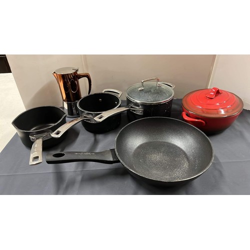 28 - COOK WARE BY LECREUSET AND MAXWELLS