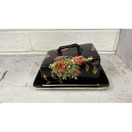 170 - Large butter dish in floral detail