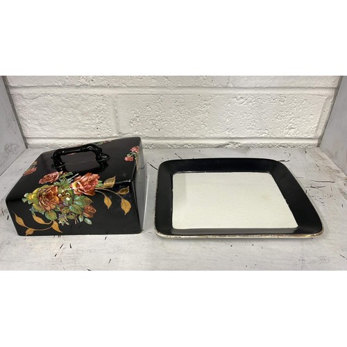 170 - Large butter dish in floral detail