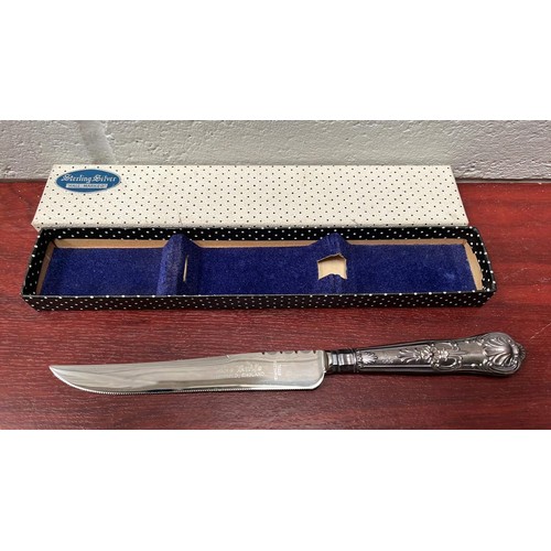 142 - STERLING SILVER HALL MARKED BOXED KNIFE