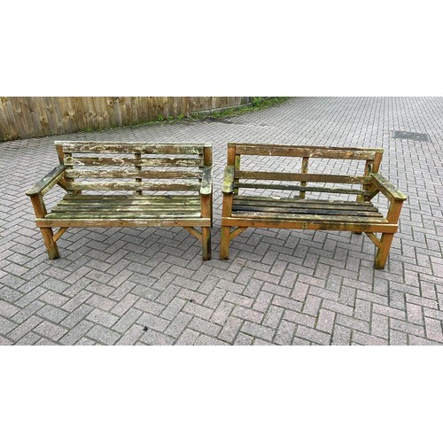 241 - TWO USED GARDEN BENCHES BOTH NEED WORK